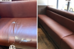 Restaurant-Bench-re-upholstery-in-leather-color-match-dye-finish-change-material-seat